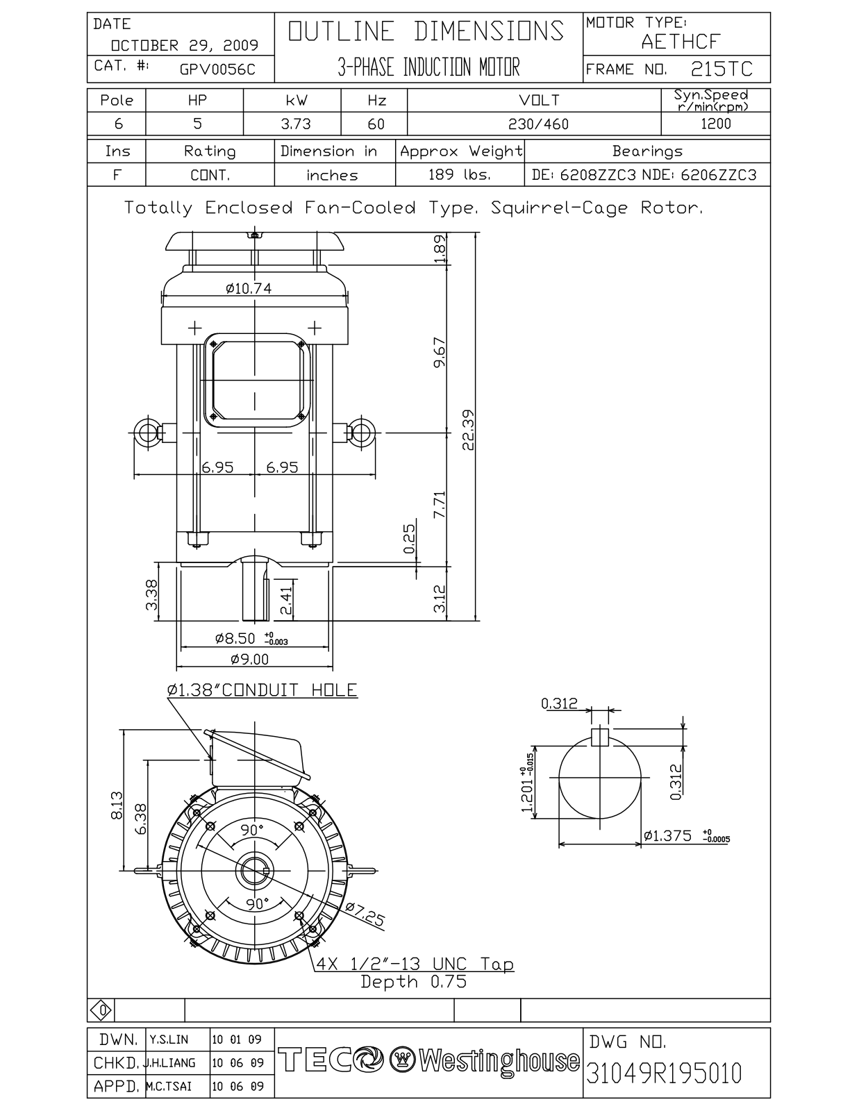 Datasheet GPV0056C Reference Drawing (Teco) - ManualMachine.com