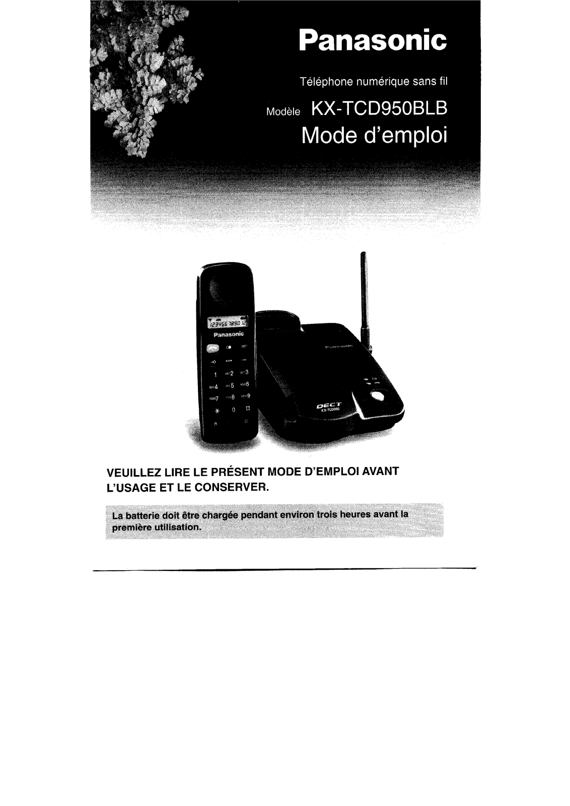 PANASONIC KX-TCD950 User Manual