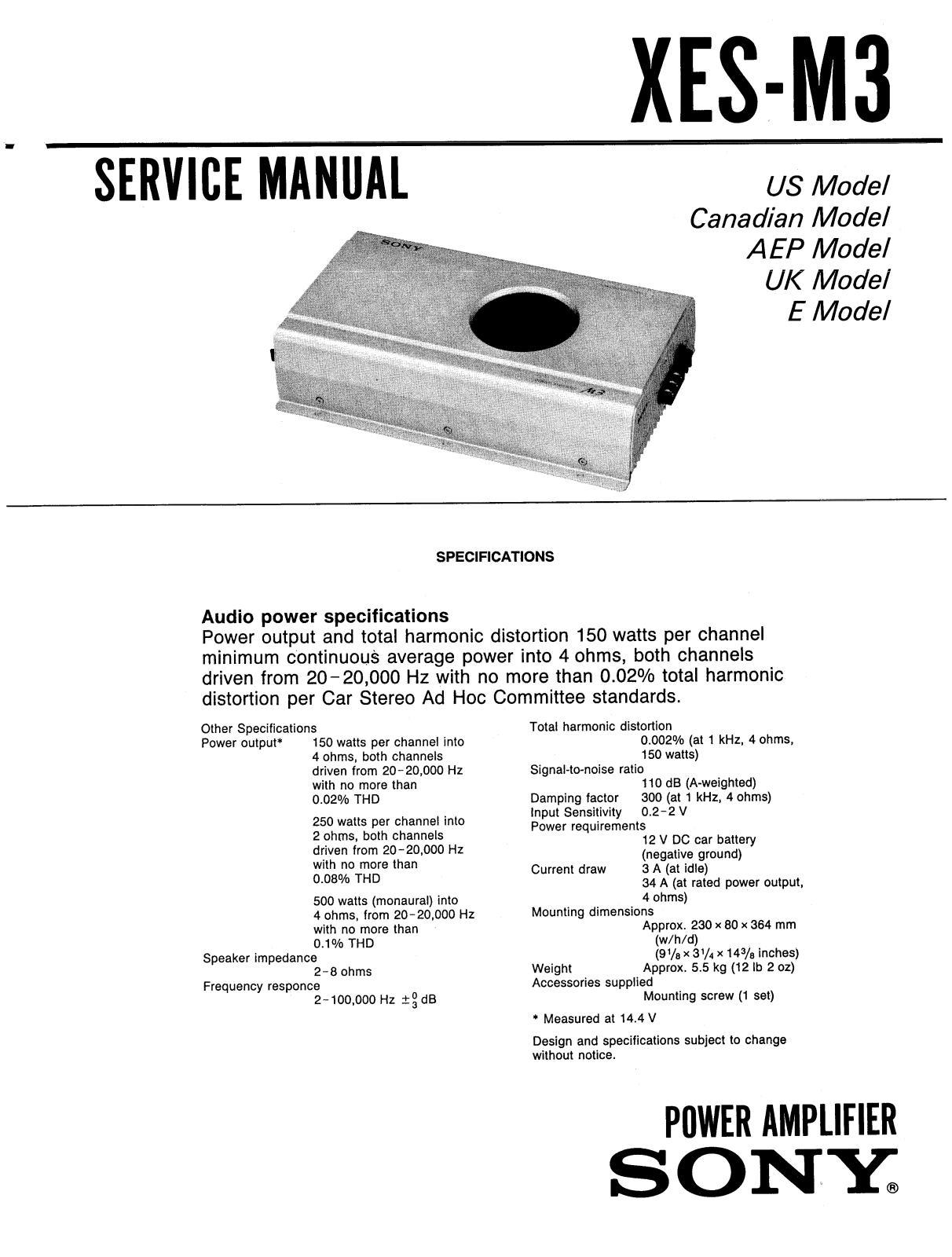 Sony XESM-3 Service manual