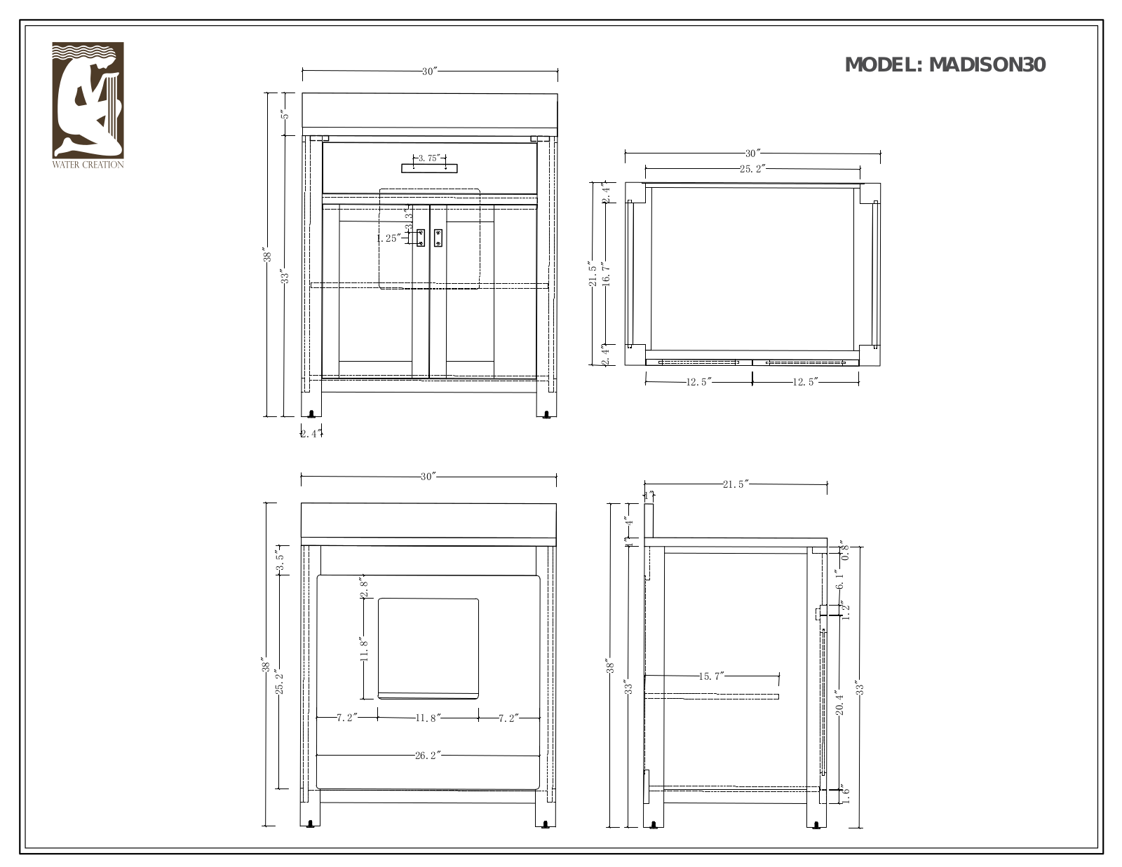 Water Creation VMI030CWMB01, VMI030CWMB00, VMI030CWMB42, VMI030CWMB37, VMI030CWMB38 Specifications