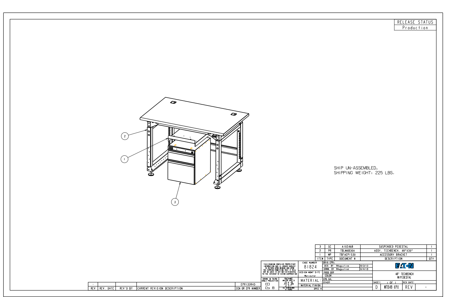 Eaton Benches By Wright Line WTB48-XPX Dimensional Sheet