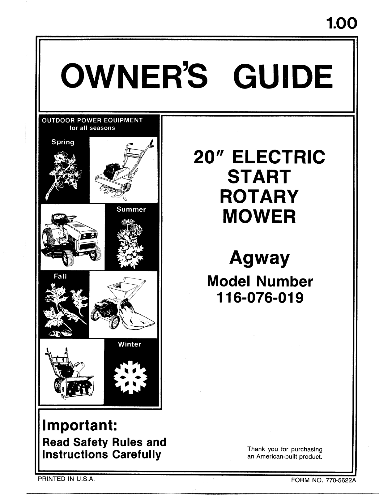 MTD 116-076-019 User Manual