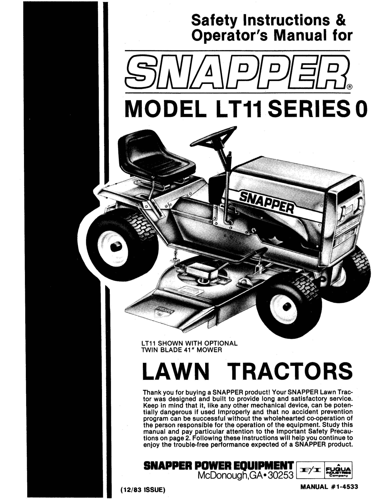 Snapper LT11 User Manual