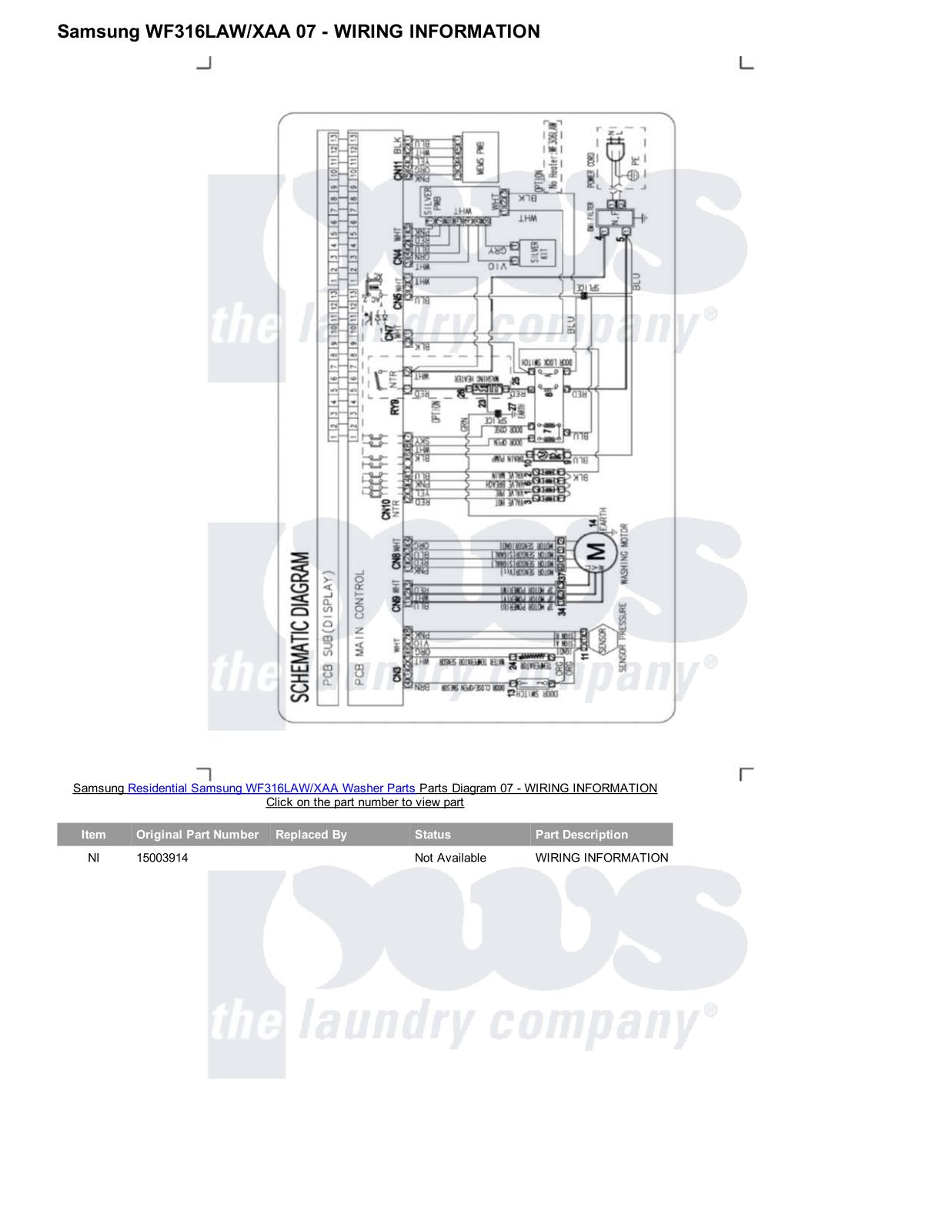 Samsung WF316LAW/XAA Parts Diagram