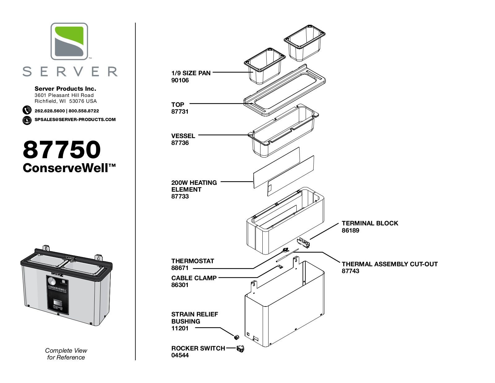 Server 87750 Parts List