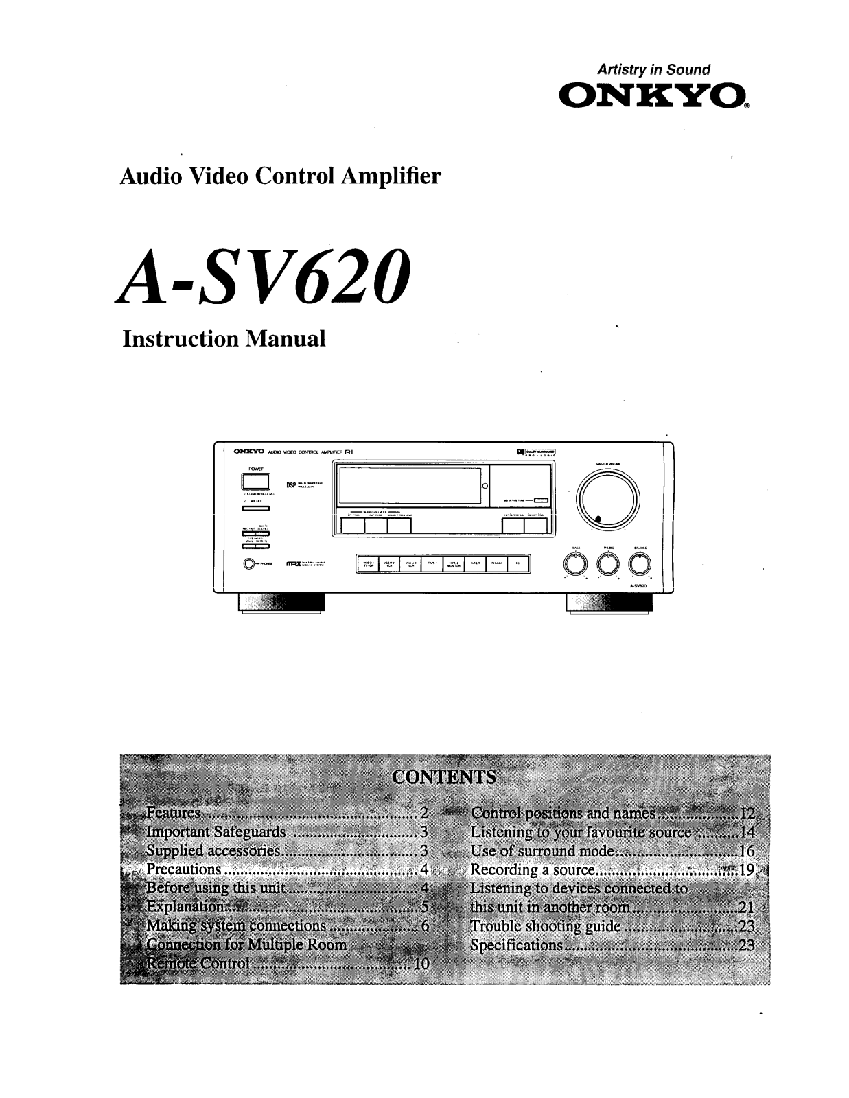 Onkyo A-SV620 Instruction Manual