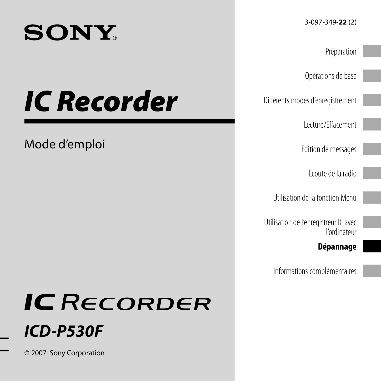 SONY ICD P530F Instruction Manual