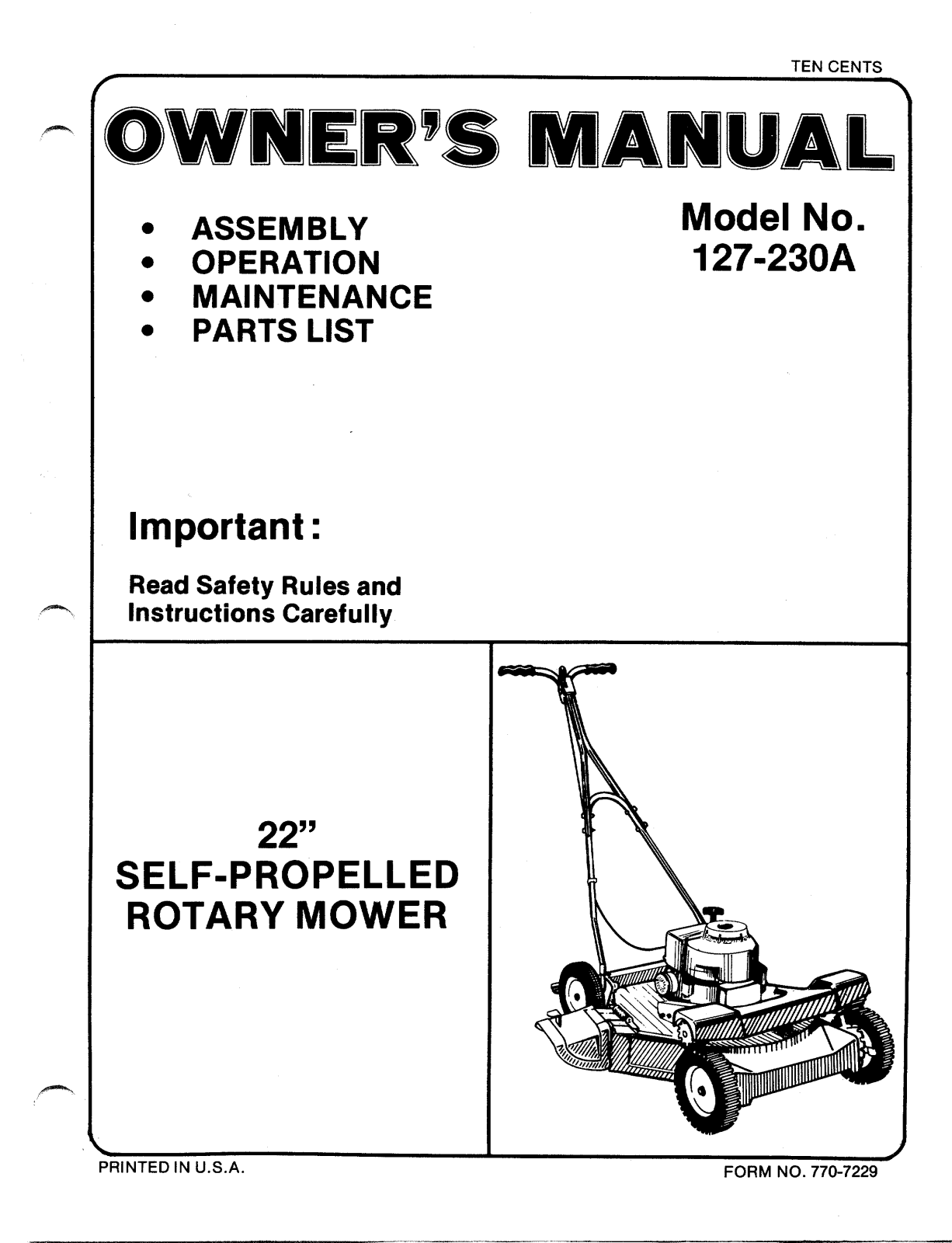 MTD 127-230A User Manual