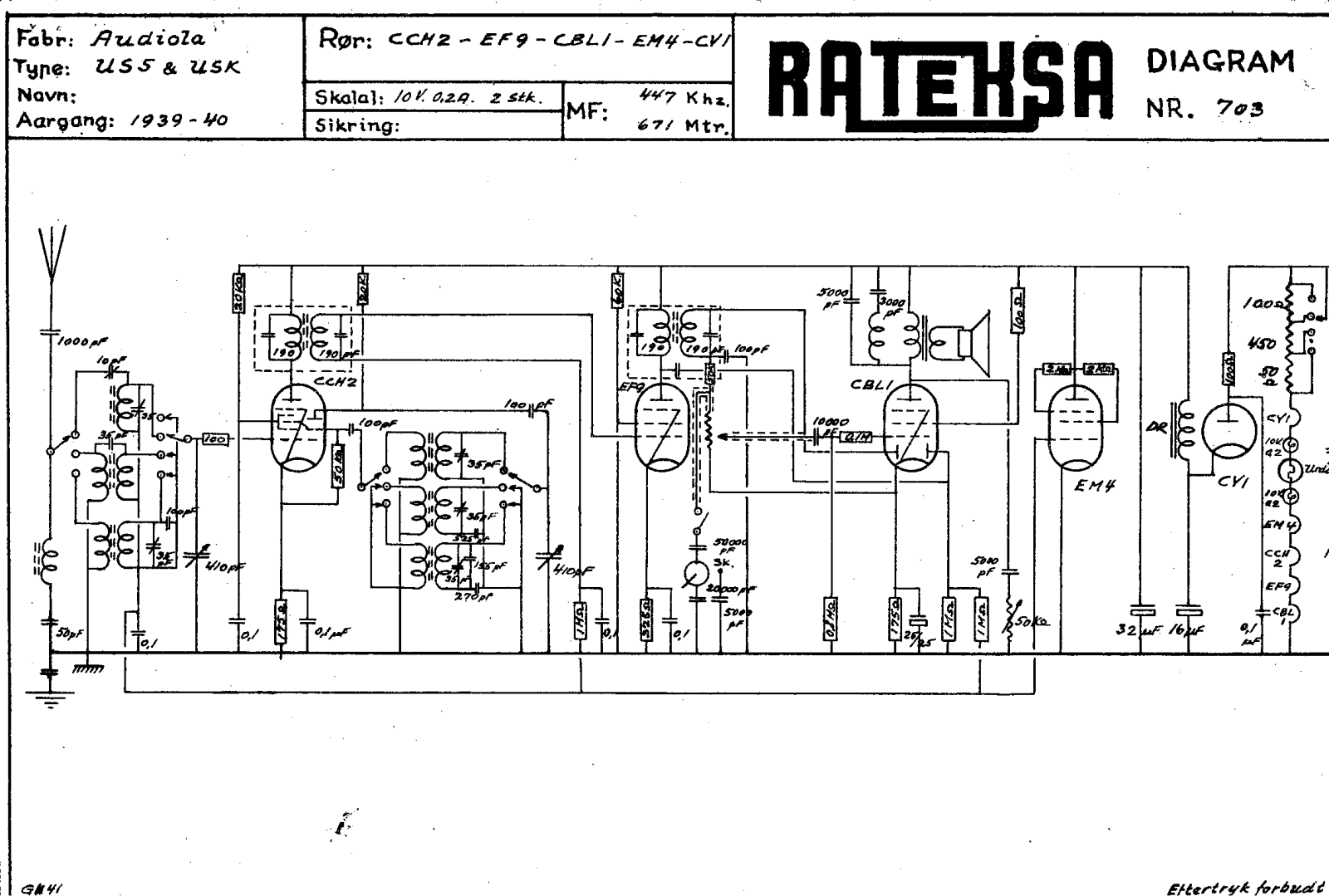 Audiola Universal Super USK Schematic