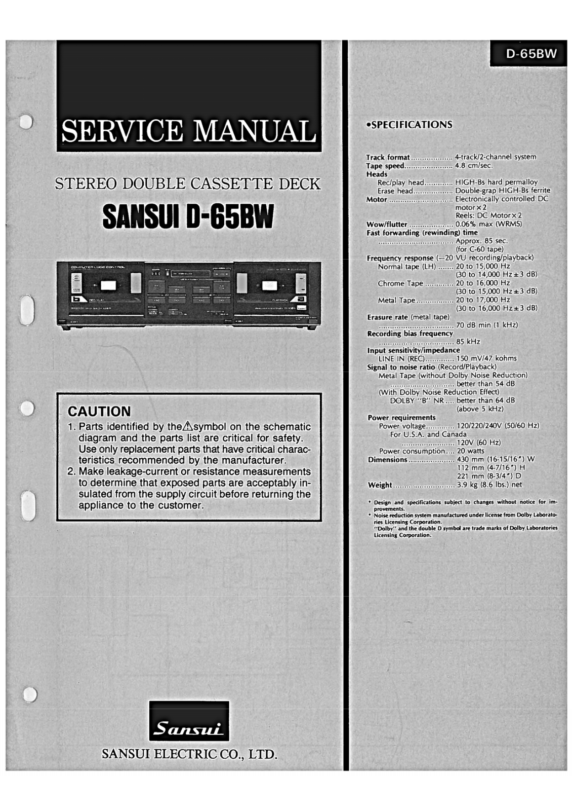 Sansui D-65-BW Service Manual