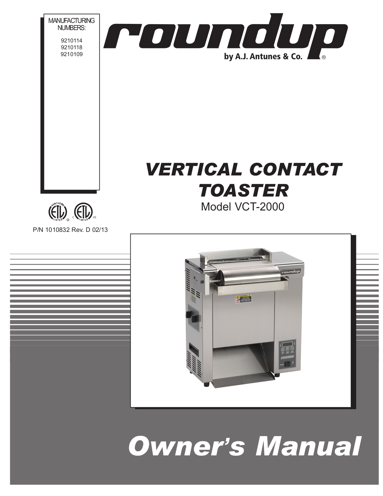 A.J. Antunes & Co VCT-2000 9210118 User Manual