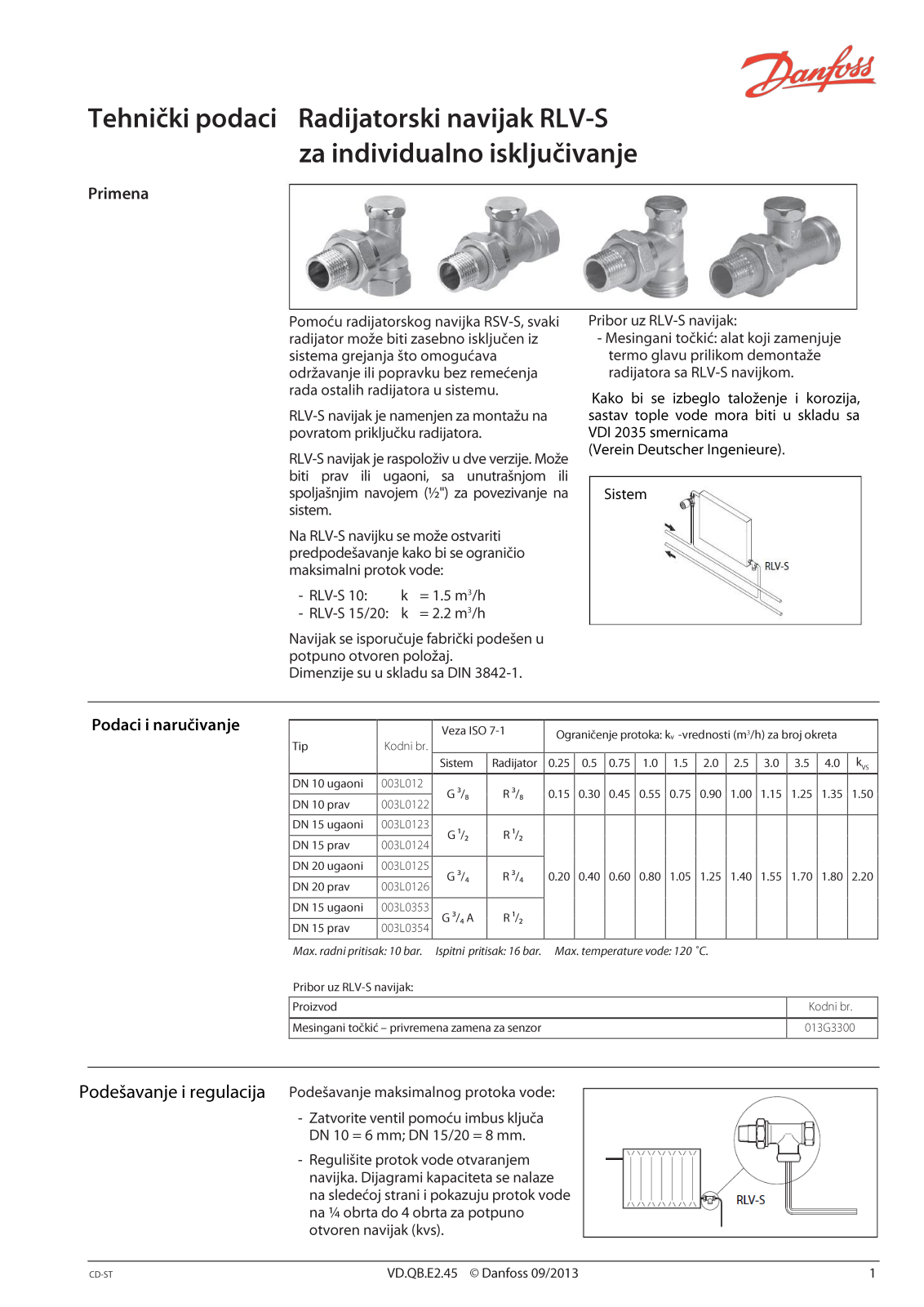 Danfoss RLV-S Data sheet