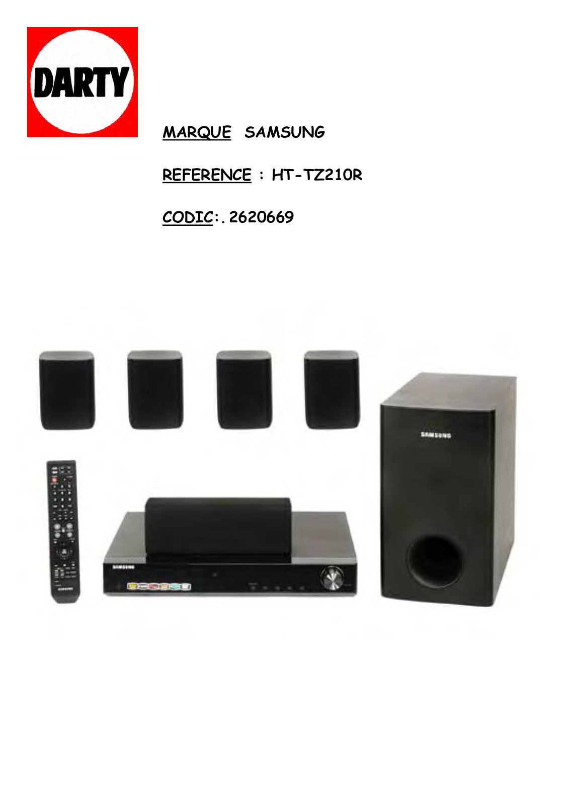 SAMSUNG HT-Z215, HT-Z210R, HT-TZ212R, HT-TZ315R User Manual