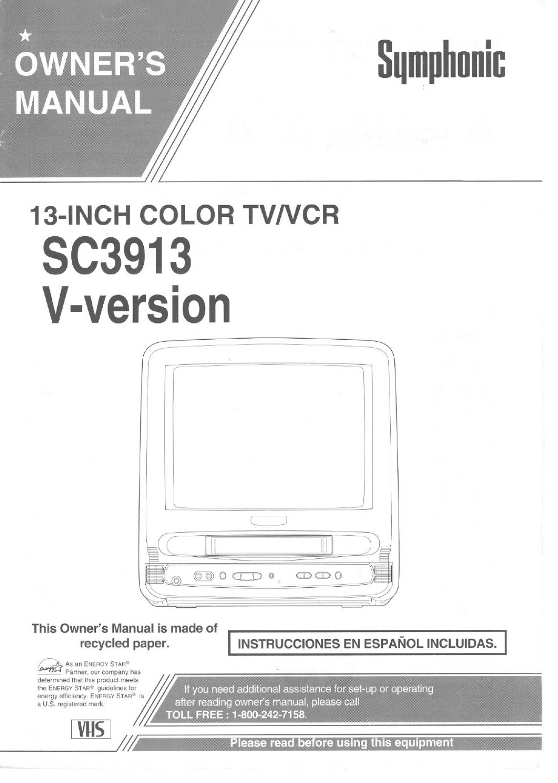 FUNAI SC3913V, SC3913V User Manual