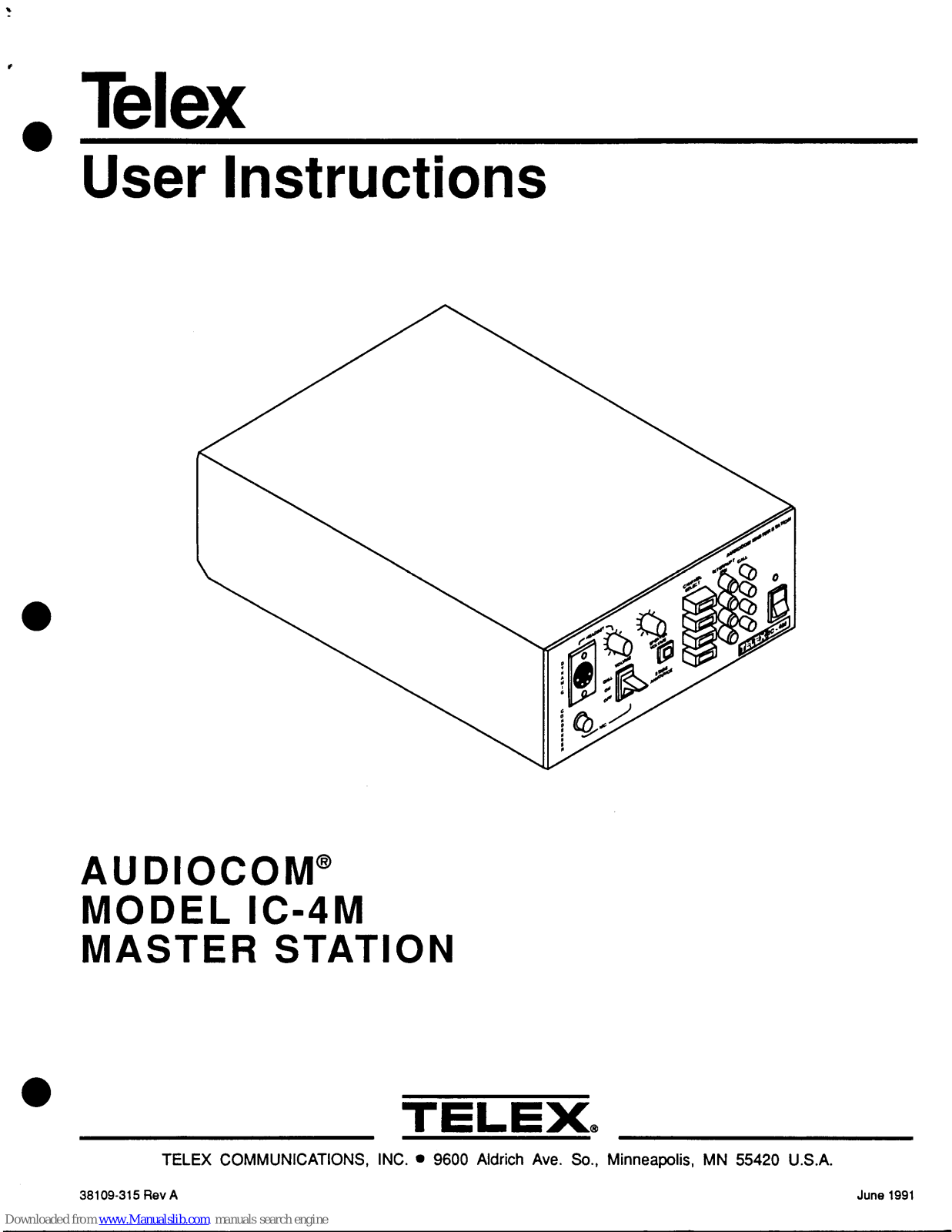 Telex Audiocom IC-4M User Instructions