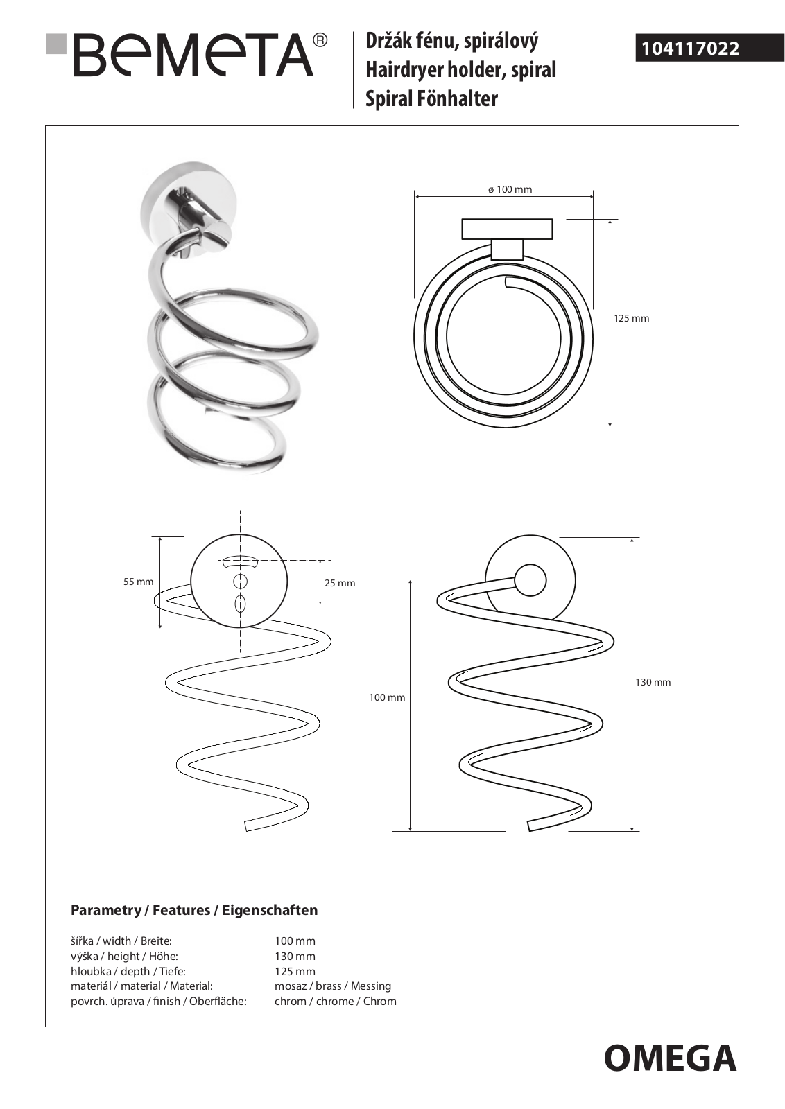 Bemeta Omega 104117022 User guide