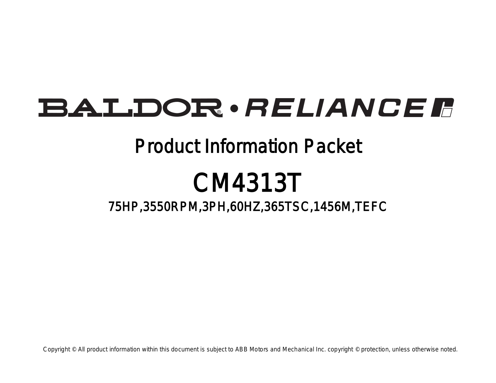 Baldor CM4313T Product Information Sheet