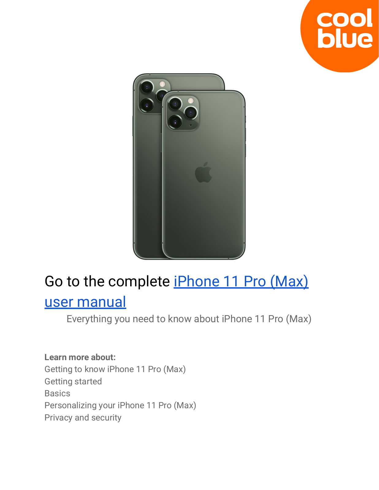 Apple iPhone 11 Pro 64GB Silver, iPhone 11 Pro Max 64GB Silver User manual