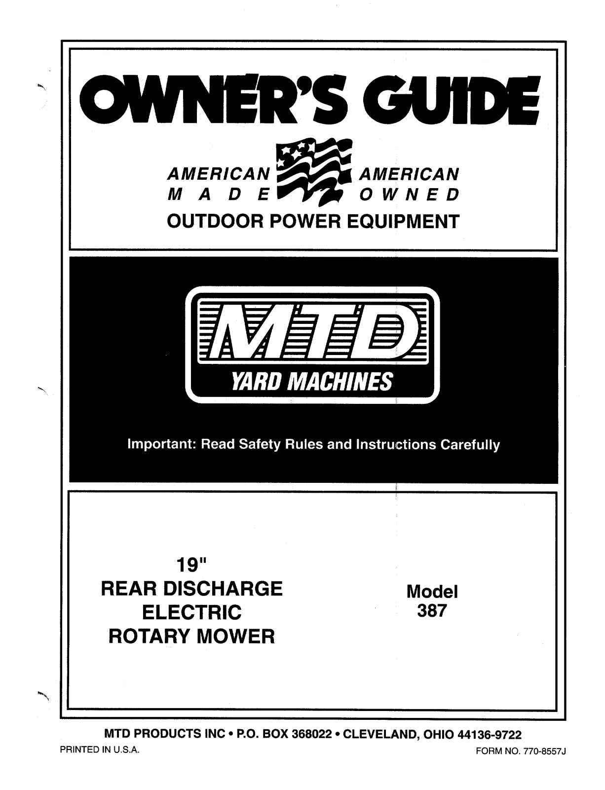 MTD 387 User Manual