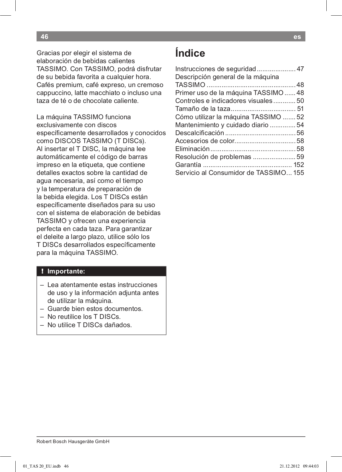 Bosch TAS2005 User guide