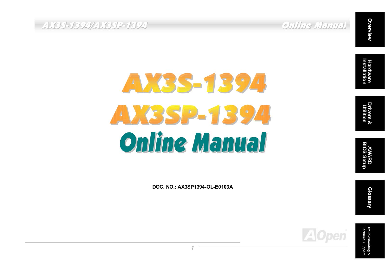 Aopen AX3SP1394 User Manual