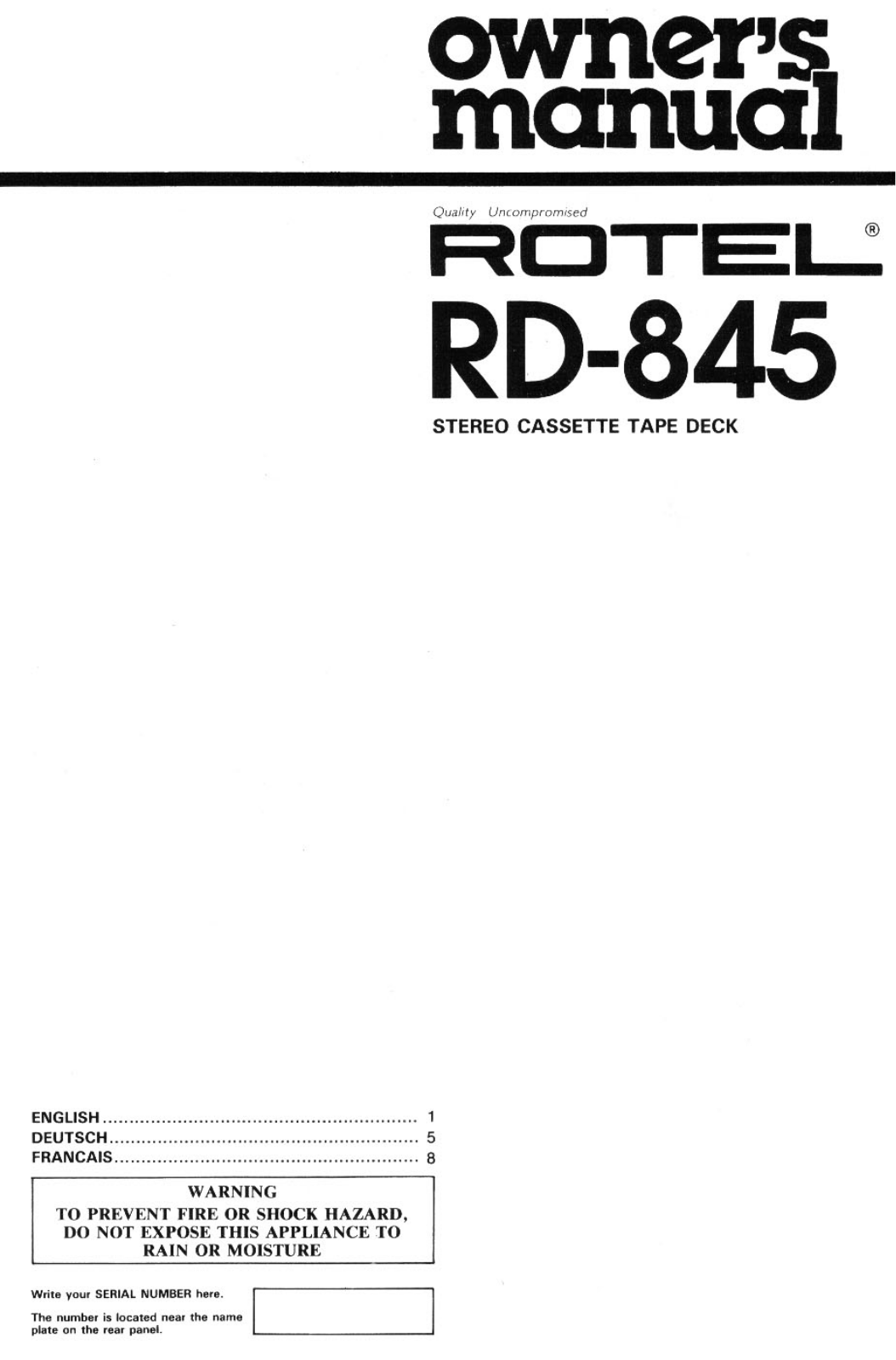 Rotel RD845 User Manual