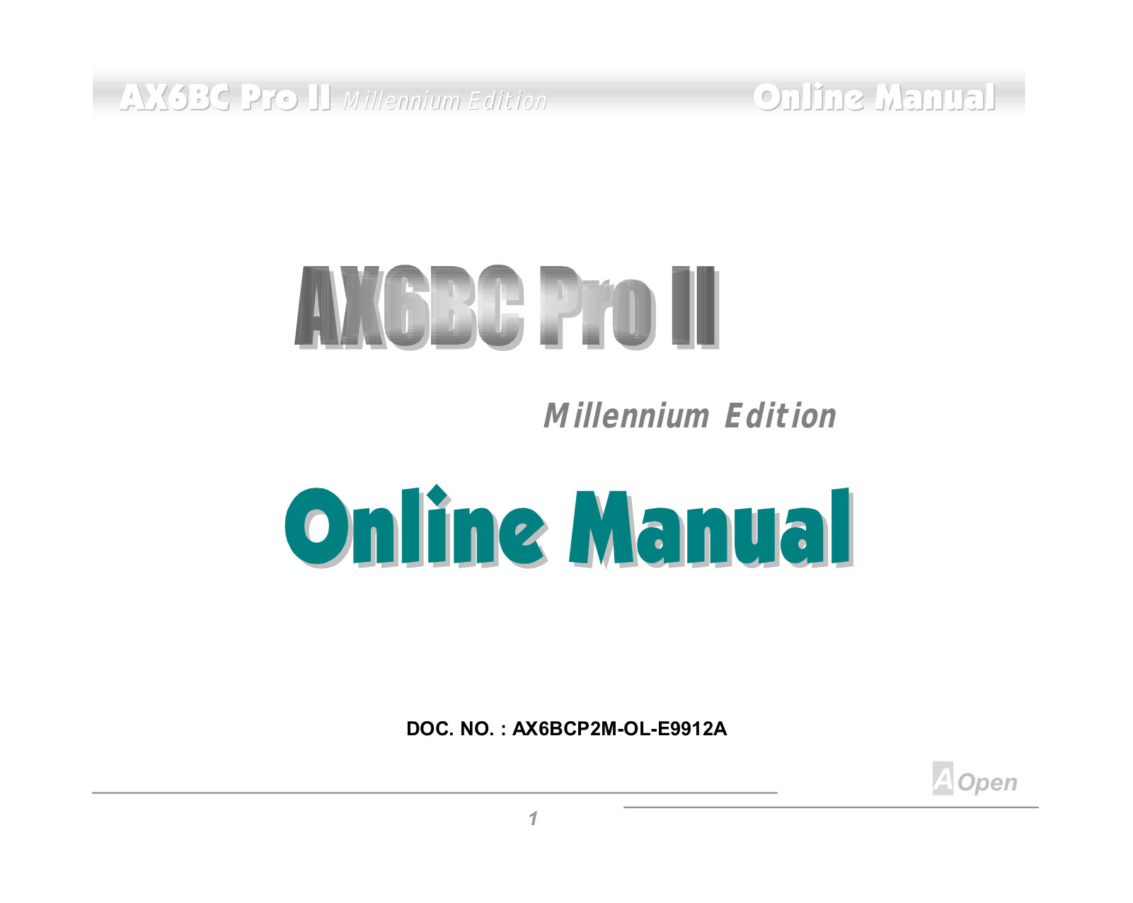 AOpen AX6BCPROIIMILLENNIUM User Manual