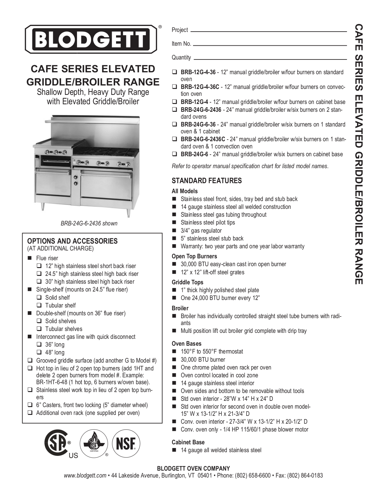 Blodgett BRB-12G-4-36 User Manual