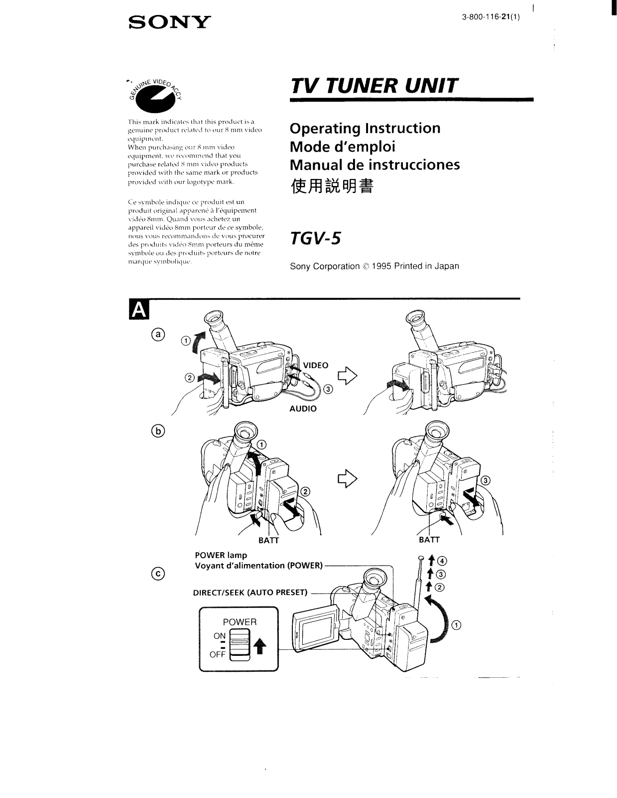 Sony TGV5 User Manual