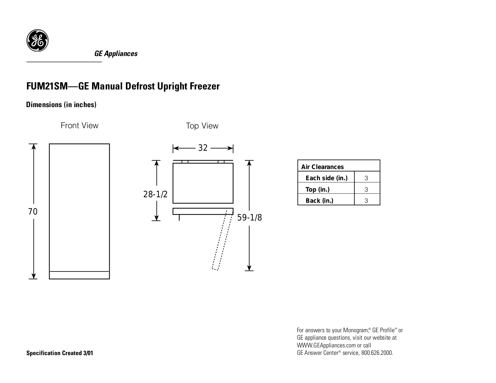 GE FUM21SM, FUM21SMRWH User Manual