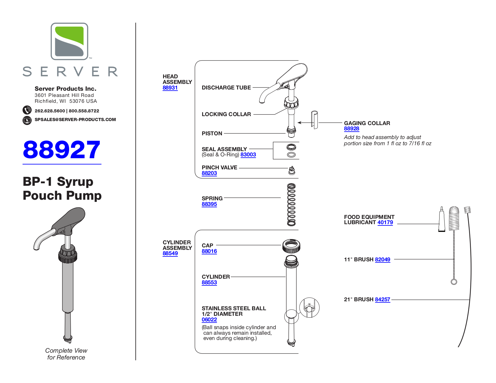 Server 88927 Parts List