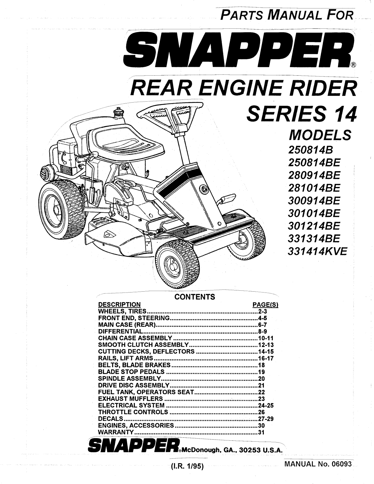 Snapper 250814BE User Manual