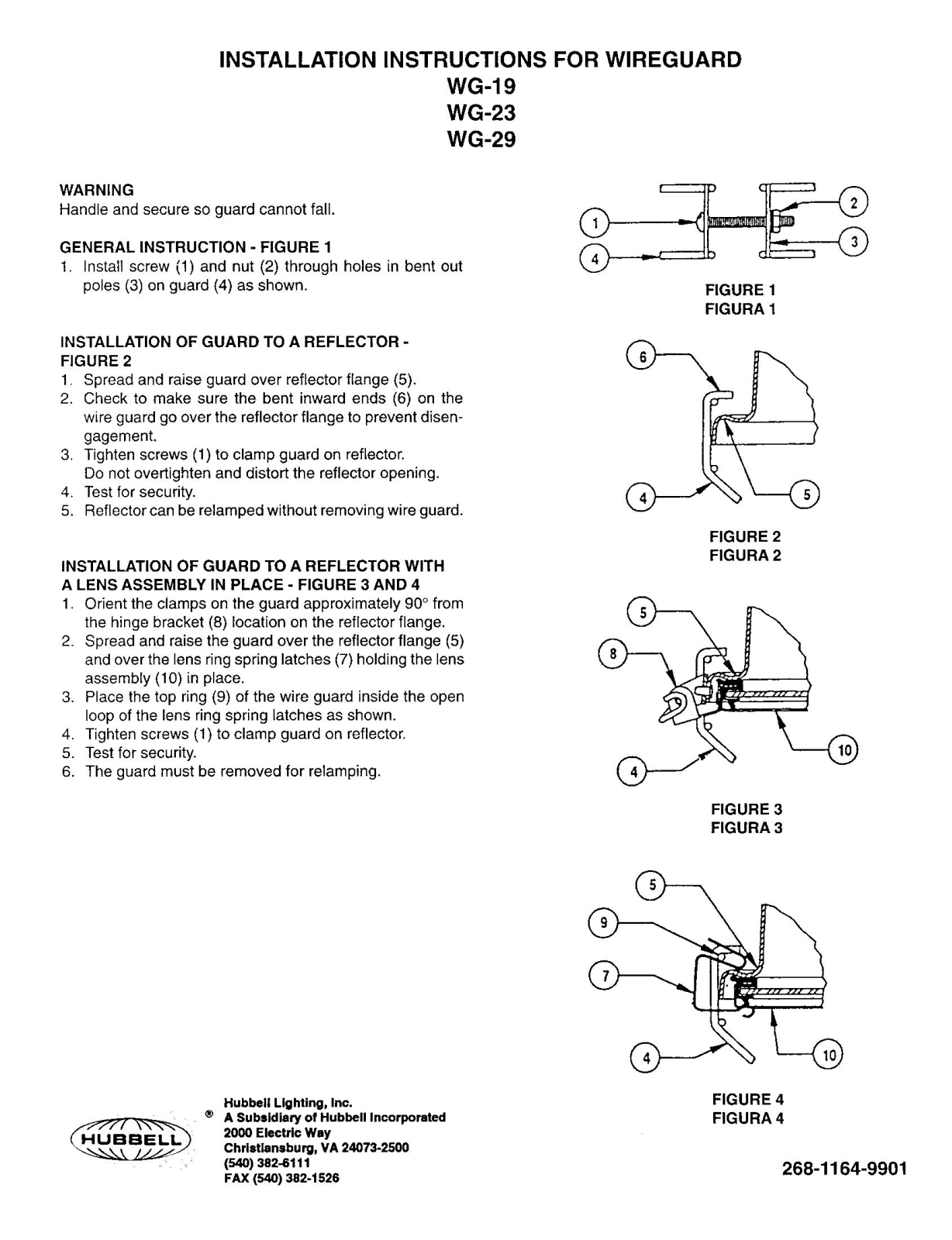 Hubbell lighting WG-29, WG-23, WG-19 User Manual