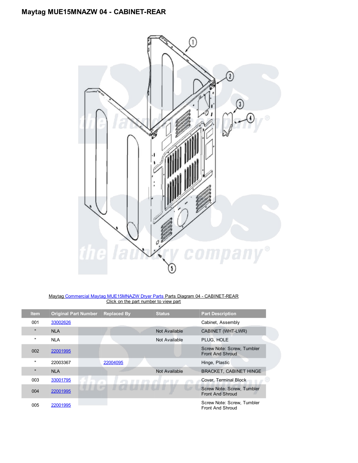 Maytag MUE15MNAZW Parts Diagram