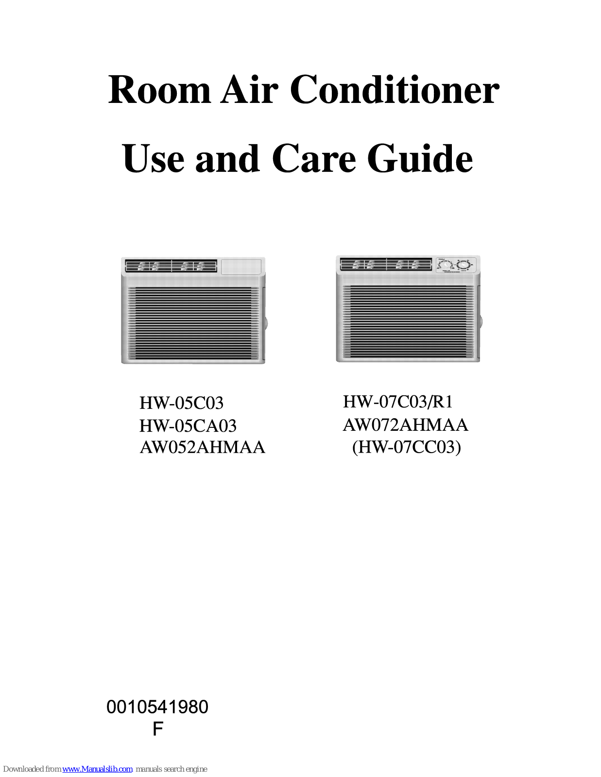 Haier HW-07C03, HW-05C03, HW-05CA03, HW-07CC03, AW052AHMAA Use And Care Manual