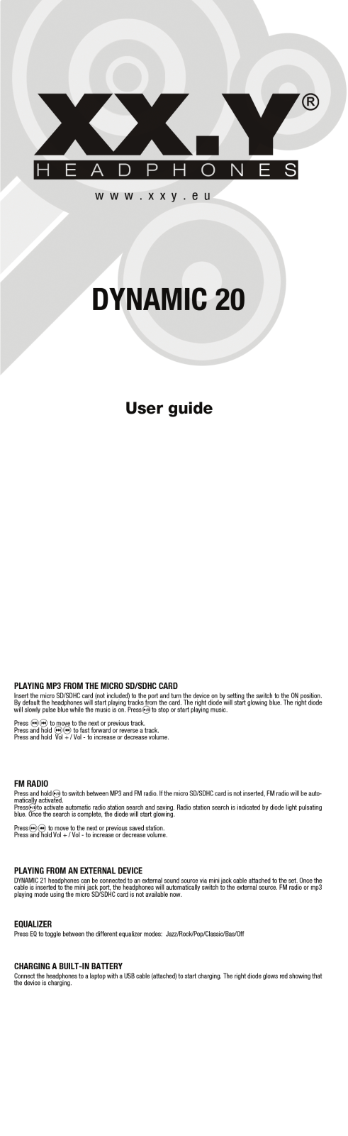 XX.Y Dynamic 20 User Manual