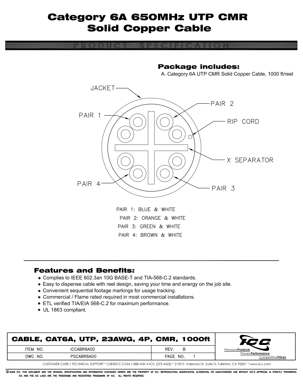 ICC ICCABR6AGN, ICCABR6AGY, ICCABR6AYL Specsheet