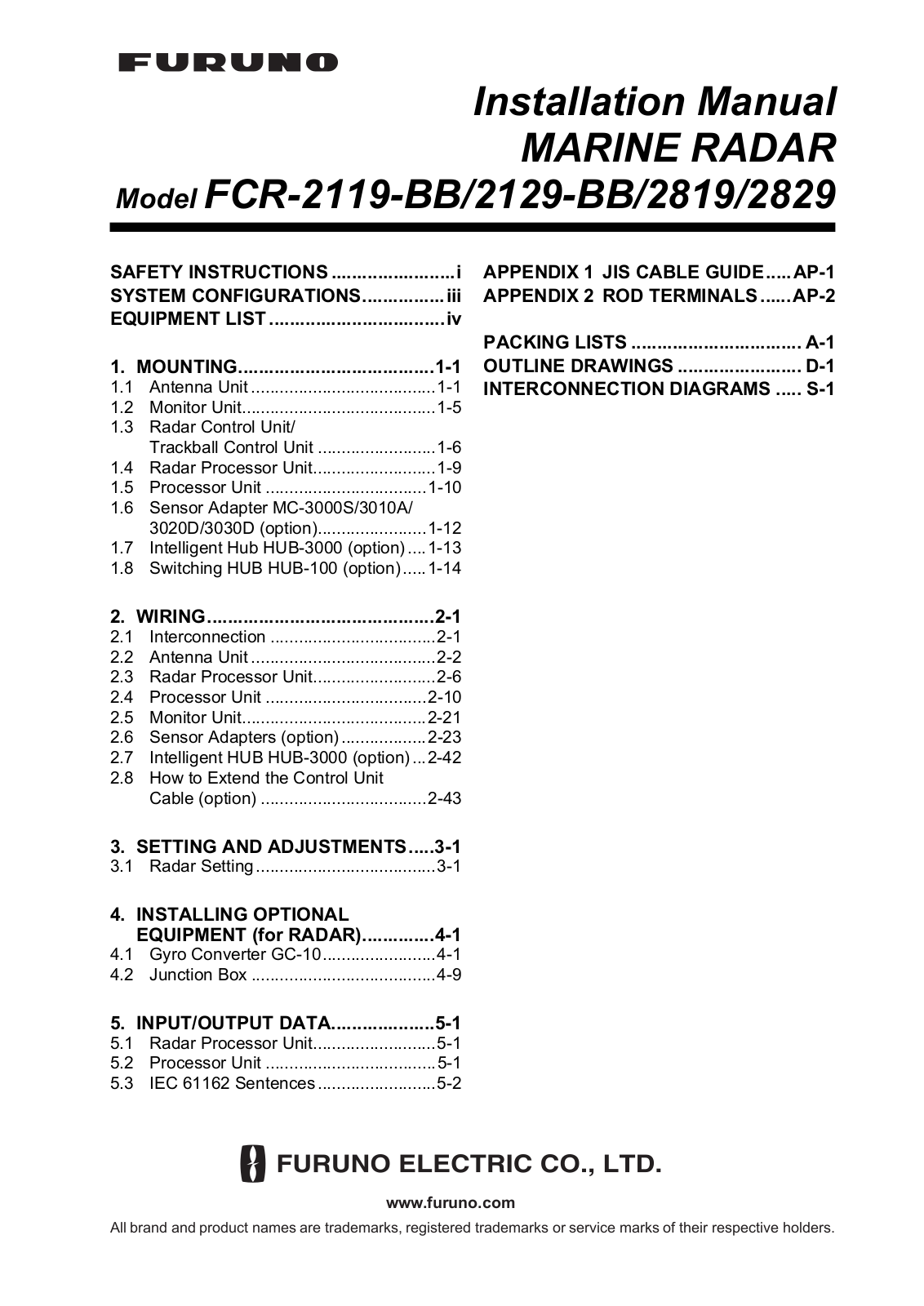 Furuno FCR-2119-BB, FCR-2129-BB, FCR-2819, FCR-2829 Installation Guide - ManualMachine.com