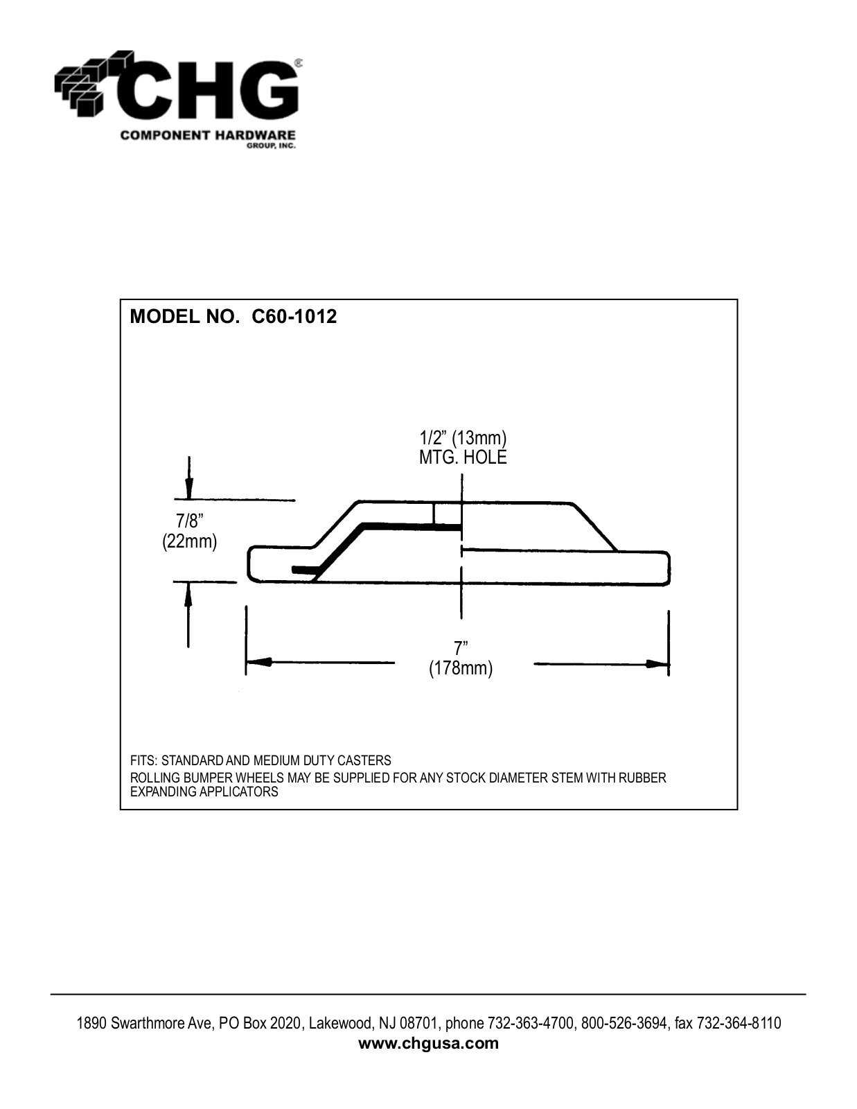 Component Hardware C60-1012 User Manual