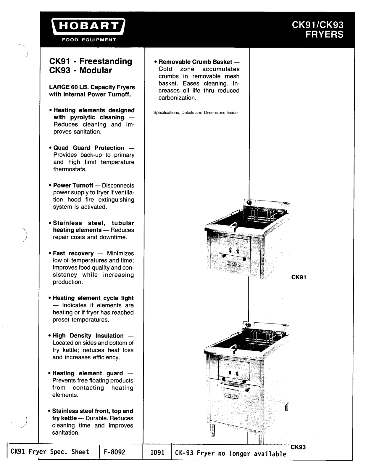 Hobart CK91, CK93 User Manual