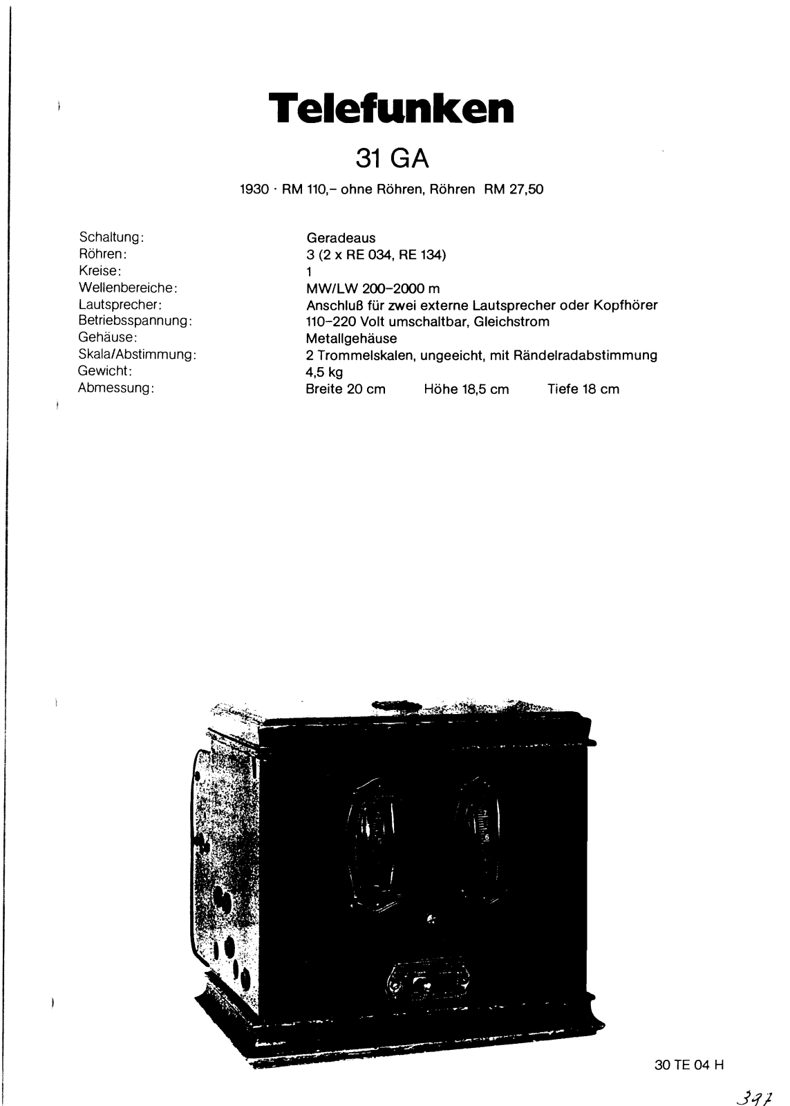 Telefunken 31-GA Schematic