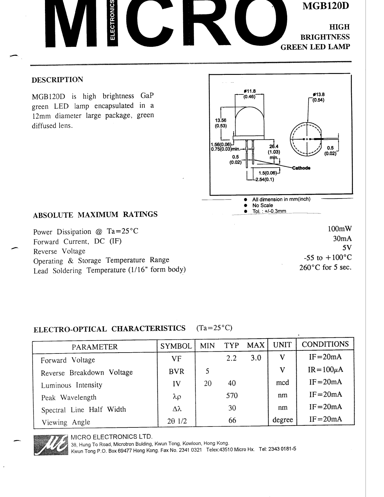 MICRO MGB120D Datasheet