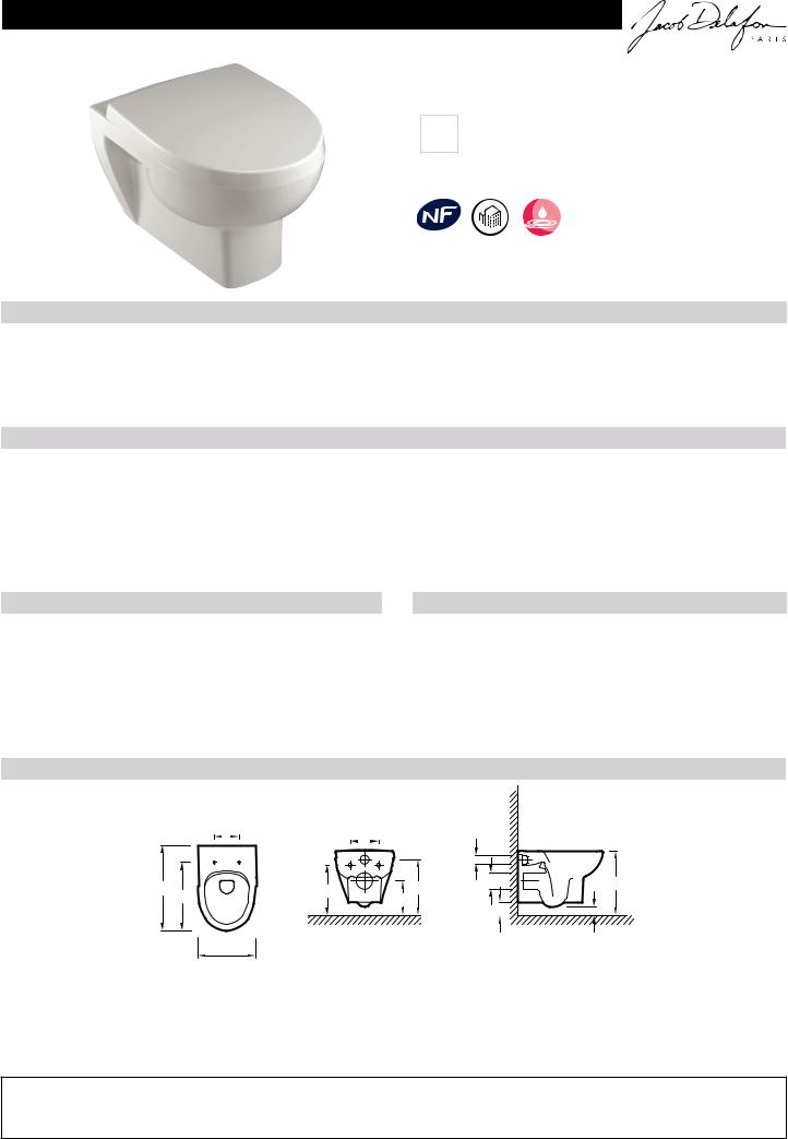 Jacob Delafon ODEON UP E4570-00 Datasheet