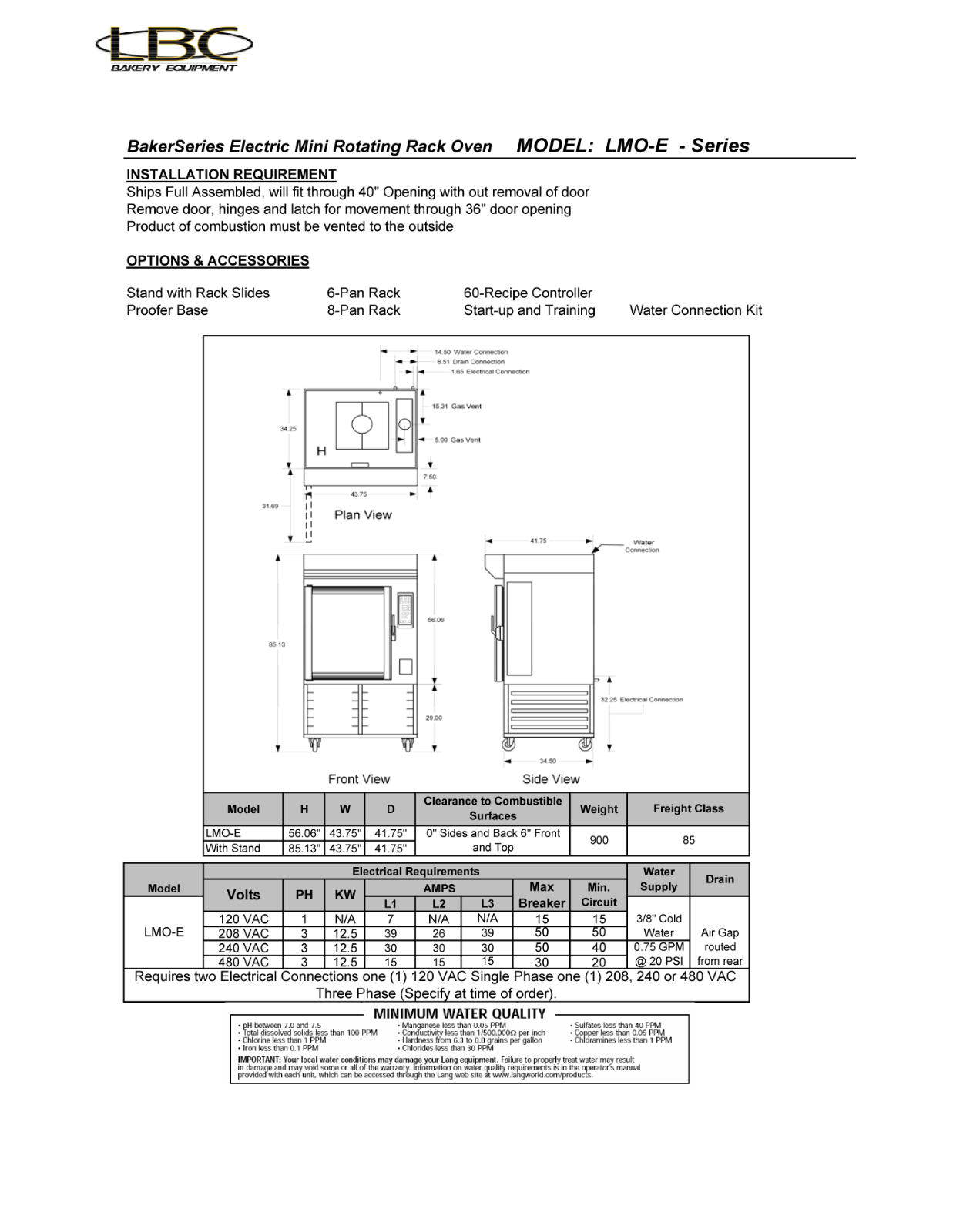 LBC Bakery Equipment LMO-E User Manual