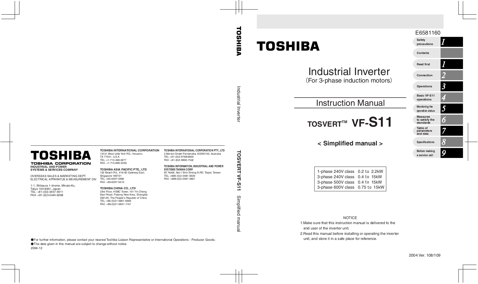 Toshiba VF-S11 User Manual