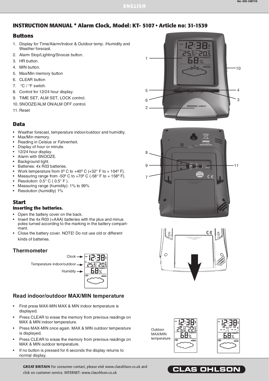 Clas Ohlson KT-5107 Instruction Manual