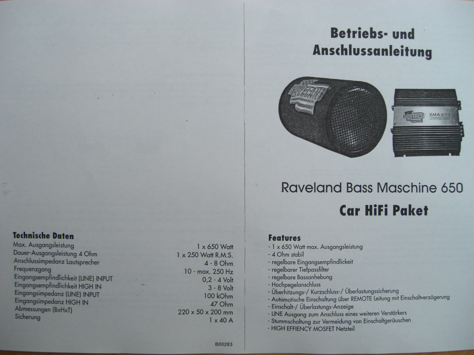 Raveland Bass Maschine 650 Operating Instructions