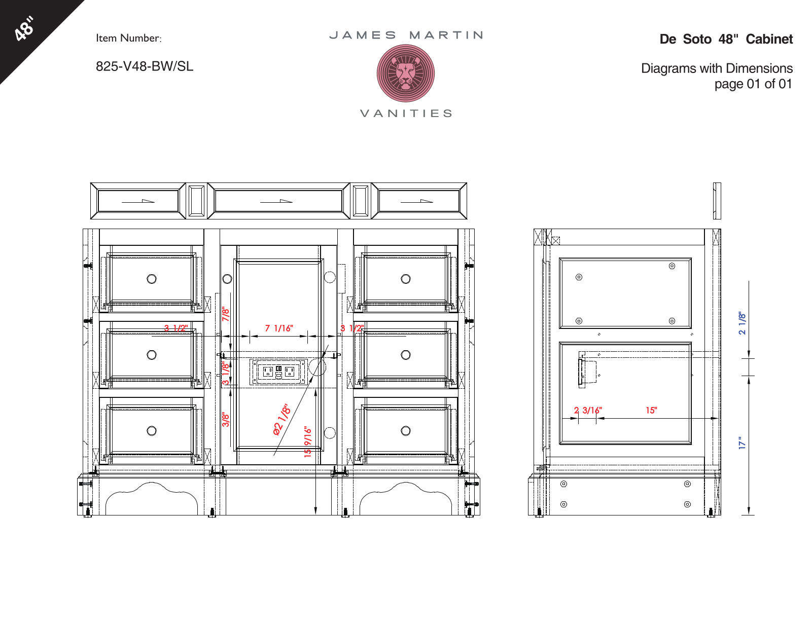 James Martin 825V118BNMDUAF, 825V118BNMDUCAR, 825V118BWDUAF, 825V118BWDUCAR, 825V118SLDUAF Diagram