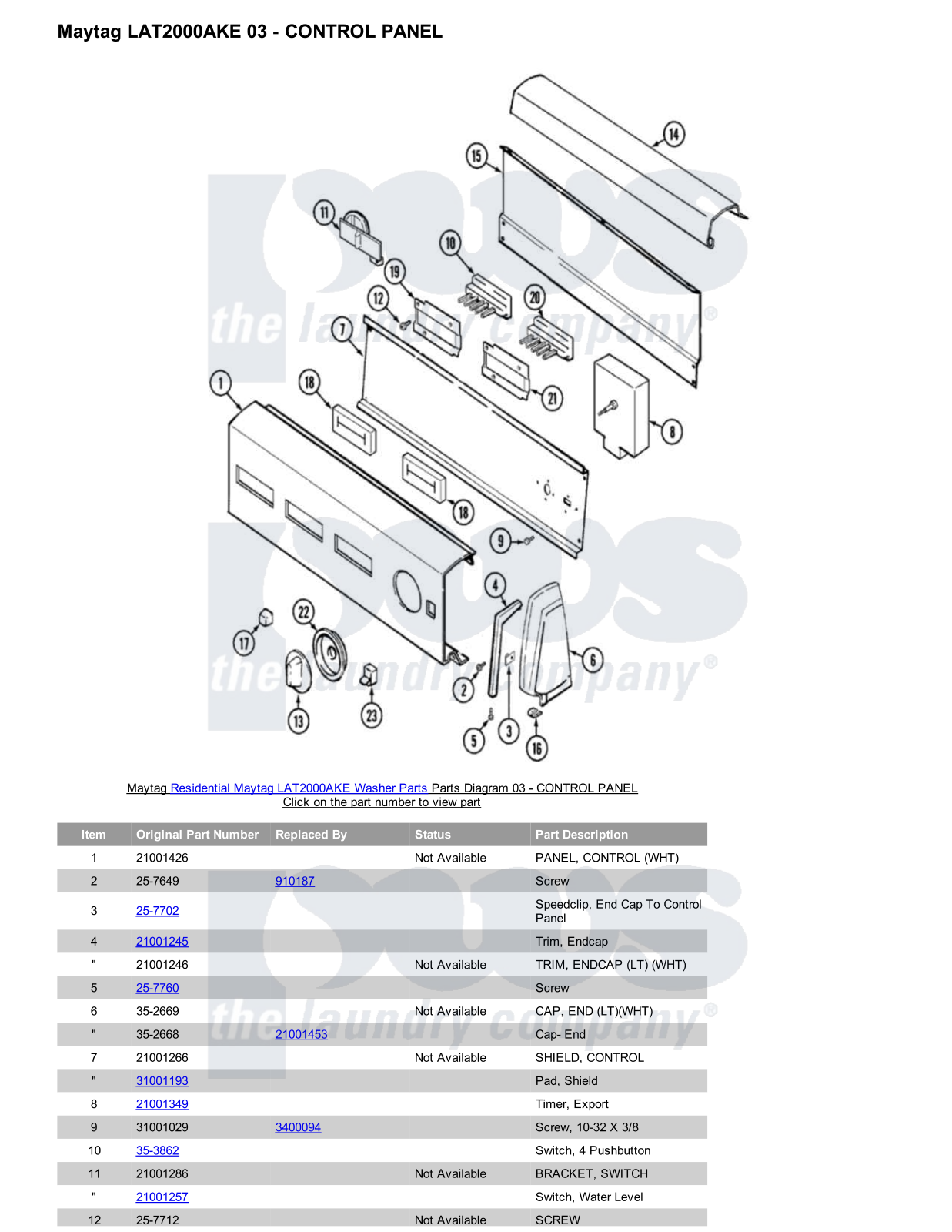 Maytag LAT2000AKE Parts Diagram