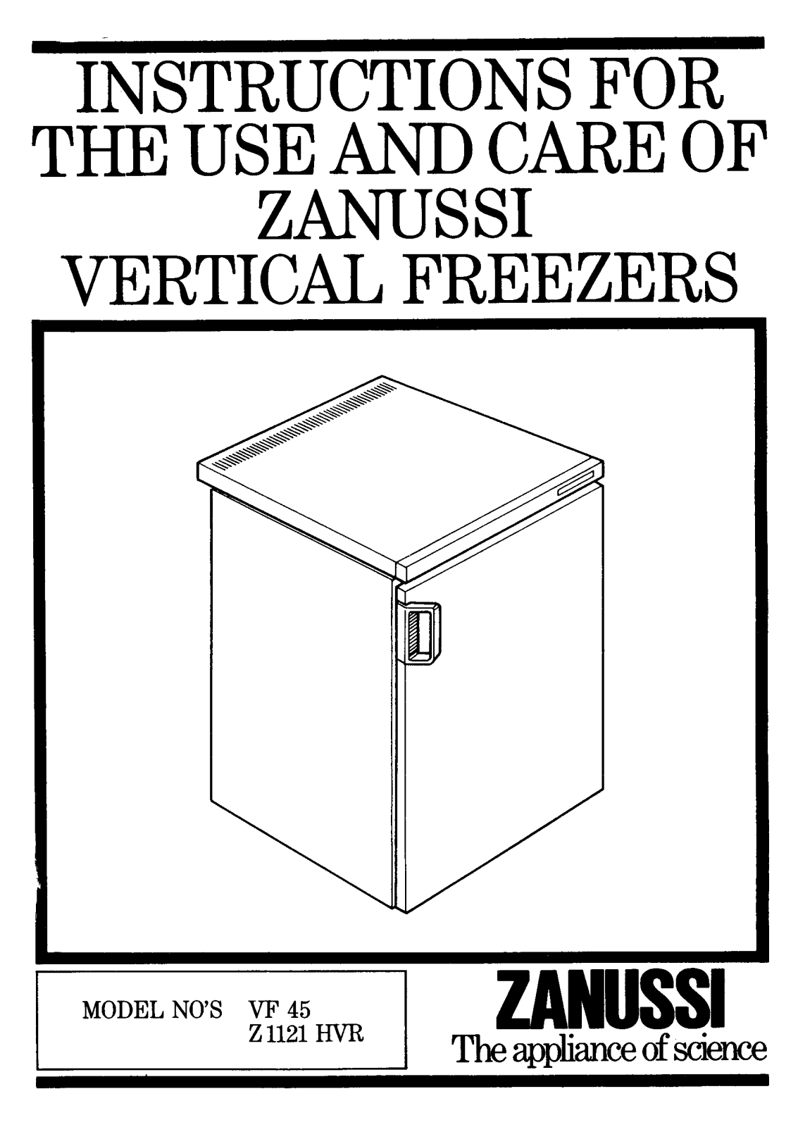 Zanussi VF45, Z1121 HVR User Manual